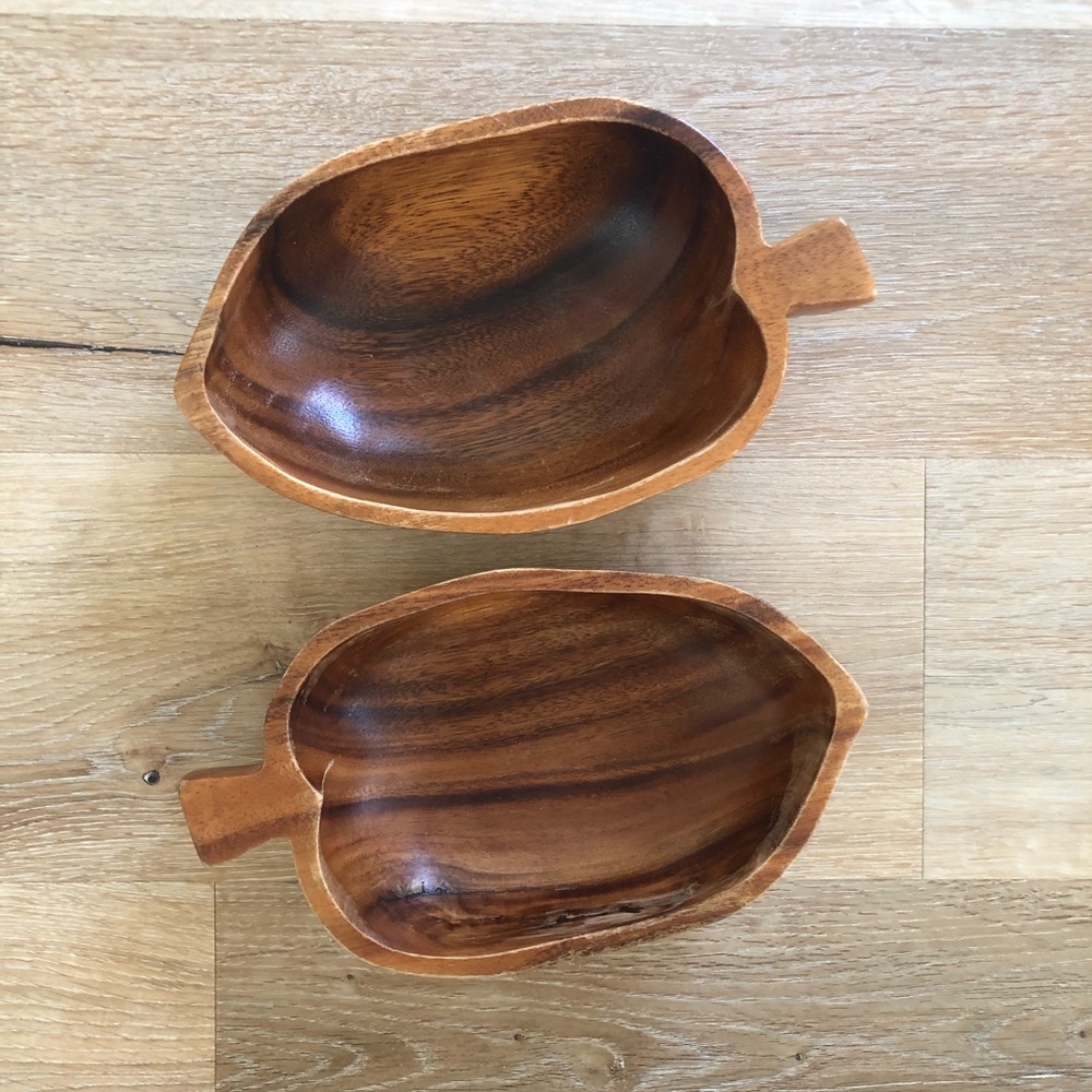Vintage Wooden Leaf Bowls